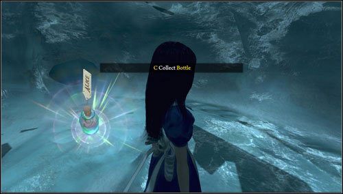 3 - Tundraful - po walce z rybami wchodzimy do bocznej salki - tam rozbijamy lodową przeszkodę i spadamy do dziury - Rozdział 2 - Deluded Depths (01-08) | Bottles - butelki | Alice Madness Returns - Alice: Madness Returns - poradnik do gry