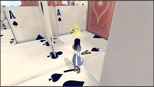 2 - Cardbridge - w pierwszym domku, po lewej, schowana za kartą - Rozdział 4 - Queensland (01-09) | Bottles - butelki | Alice Madness Returns - Alice: Madness Returns - poradnik do gry