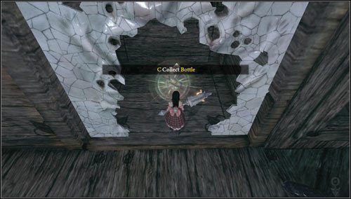 11 - Downtown Cellar - po zeskoczeniu z niewidzialnej ścieżki, za zaślepką - Rozdział 5 - Dollhouse | Bottles - butelki | Alice Madness Returns - Alice: Madness Returns - poradnik do gry
