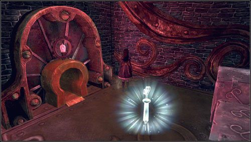 15 - Hatters Gate - po zestrzeleniu świńskiego ryjka nr 8 wchodzimy dzięki parze na podwyższenie i przechodzimy przez mysią dziurkę - Rozdział 1 - Hatters Domain (15-26) | Memories - wspomnienia - Alice: Madness Returns - poradnik do gry