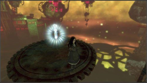 18 - About Face - po zestrzeleniu świńskiego ryjka nr 9, na uruchomionej platformie - Rozdział 1 - Hatters Domain (15-26) | Memories - wspomnienia - Alice: Madness Returns - poradnik do gry