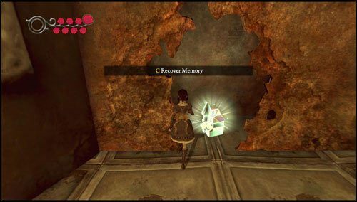 22 - Smelling & Regurgitating - w ogromnej sali z mnóstwem lawy, po walce z Eyepotami i Insidious Ruin, po prawej stronie w maleńkiej wyrwie - Rozdział 1 - Hatters Domain (15-26) | Memories - wspomnienia - Alice: Madness Returns - poradnik do gry