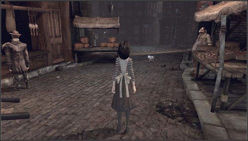Po wyjściu z budynku skręcamy w lewo w stronę Whitechapel Market - Houndsditch Home | Rozdział 1 - Hatters Domain | Alice Madness Returns - Alice: Madness Returns - poradnik do gry