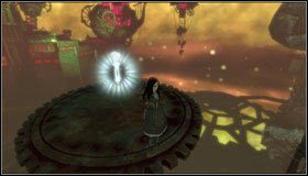 Po prawej stronie wychodząc z windy, obok przełącznika fruwa świński ryjek, którego oczywiście zestrzeliwujemy - About Face | Rozdział 1 - Hatters Domain | Alice Madness Returns - Alice: Madness Returns - poradnik do gry