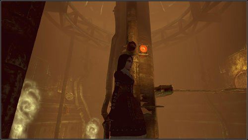 Strzelamy w kolejny włącznik na centralnym filarze - Smelling & Regurgitating (1) | Rozdział 1 - Hatters Domain - Alice: Madness Returns - poradnik do gry