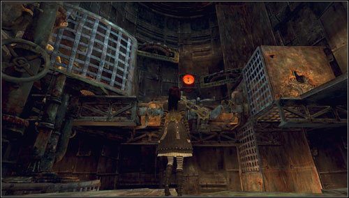 Strzelamy w przełącznik odblokowujący dalszą drogę wzwyż - Assemblage (Or Destruction) | Rozdział 1 - Hatters Domain - Alice: Madness Returns - poradnik do gry