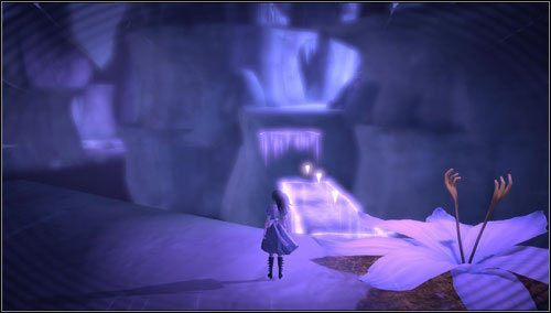 Spoglądamy w prawo, zmniejszamy się i przechodzimy przez fluorescencyjne platformy - Sliding toward Oblivion | Rozdział 2 - Deluded Depths | Alice Madness Returns - Alice: Madness Returns - poradnik do gry