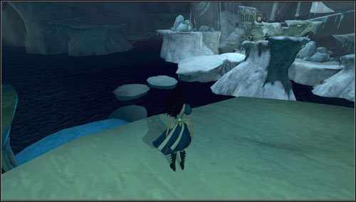 Po wyjściu kierujemy się w prawo - skacząc po platformach docieramy do statku - Sliding toward Oblivion | Rozdział 2 - Deluded Depths | Alice Madness Returns - Alice: Madness Returns - poradnik do gry