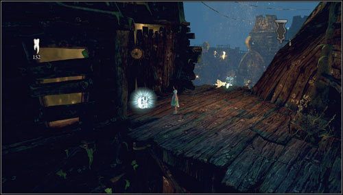 Wyskakujemy po platformie na górę - tam znajdujemy wspomnienie - Barrelbottom | Rozdział 2 - Deluded Depths | Alice Madness Returns - Alice: Madness Returns - poradnik do gry