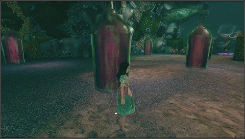 Rozbijamy butelki z czerwonym płynem do momentu, w którym z jednej z nich wypłynie ośmiornica - Inky Veil | Rozdział 2 - Deluded Depths | Alice Madness Returns - Alice: Madness Returns - poradnik do gry