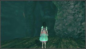 Rzucamy bombę zegarową na przycisk, biegniemy w lewo po niewidzialnej ścieżce i strzelamy w przełącznik - Inky Veil | Rozdział 2 - Deluded Depths | Alice Madness Returns - Alice: Madness Returns - poradnik do gry