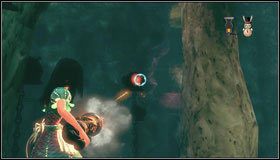 Teraz podobne, lecz zdecydowanie najtrudniejsze zadanie - przeskakujemy na najdalej wysuniętą na lewo platformę, wciskamy przycisk i wracamy na podest pomiędzy dwoma kolumnami - Inky Veil | Rozdział 2 - Deluded Depths | Alice Madness Returns - Alice: Madness Returns - poradnik do gry