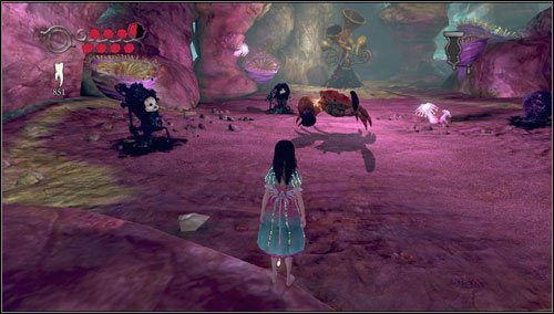 Na dobry początek zajmiemy się problemem instrumentów schowanych za przejście po lewej stronie od drzwi z trójzębem - Choral Coral | Rozdział 2 - Deluded Depths | Alice Madness Returns - Alice: Madness Returns - poradnik do gry