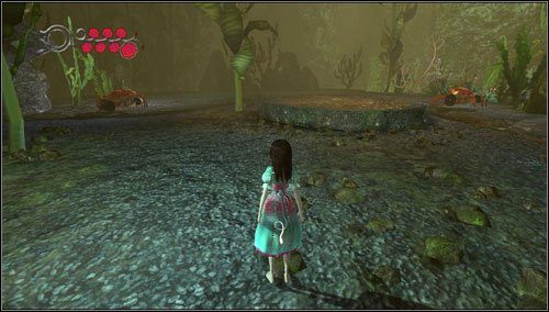 Idziemy wzdłuż dalszej ścieżki, gdzie natrafiamy na dwa uzbrojone kraby - Oyster Garden- Beds Available (1) | Rozdział 2 - Deluded Depths - Alice: Madness Returns - poradnik do gry
