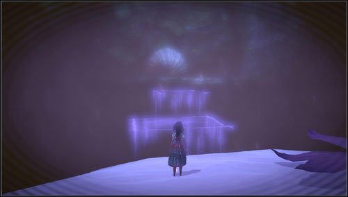 Na ostatniej platformie spoglądamy w lewo - zmniejszamy się i idziemy po niewidzialnych platformach w stronę przykrytej rośliną mysiej dziurki - Oyster Garden- Beds Available (1) | Rozdział 2 - Deluded Depths - Alice: Madness Returns - poradnik do gry