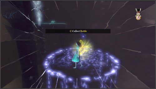 Na kolejnej platformie wciskamy przycisk z kowadełkiem i szybko skaczemy na trzecią platformę leżącą na wprost - znajdziemy tam butelkę - Lost Souls Locker (2) | Rozdział 2 - Deluded Depths | Alice Madness Returns - Alice: Madness Returns - poradnik do gry