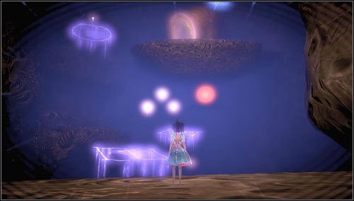 Strzelamy w przełącznik i, wyskakując po niewidzialnych platformach, wchodzimy do ostatniego w tym rozdziale Radula Room - Barrelbottom Revisited | Rozdział 2 - Deluded Depths | Alice Madness Returns - Alice: Madness Returns - poradnik do gry