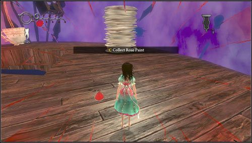 Po zakończonej walce podnosimy ostatnie Rose Paint i powiększamy pasek życia o kolejną różę - Barrelbottom Revisited | Rozdział 2 - Deluded Depths | Alice Madness Returns - Alice: Madness Returns - poradnik do gry