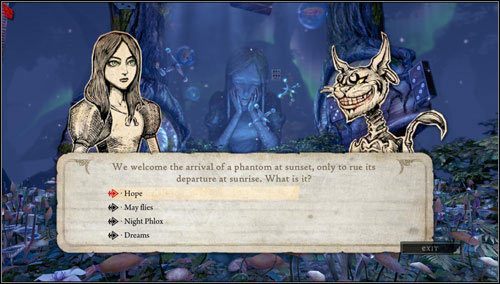 Przed nami kolejne filozoficzne pytanko, które brzmi: We welcome the arrival of a phantom at sunset, only to rue its departure of science - Vale of Doom (1) | Rozdział 3 - Oriental Grove | Alice Madness Returns - Alice: Madness Returns - poradnik do gry