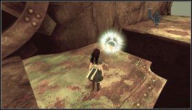 Patrzymy w stronę przejścia zablokowanego przez stertę mazi i kości - idziemy tam po niewidzialnych platformach - Vale of Doom (2) | Rozdział 3 - Oriental Grove | Alice Madness Returns - Alice: Madness Returns - poradnik do gry