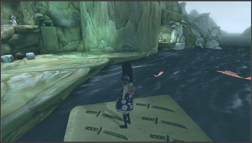 Korzystając z fruwających platform wskakujemy na brzeg - Scorched Earth (1) | Rozdział 3 - Oriental Grove | Alice Madness Returns - Alice: Madness Returns - poradnik do gry