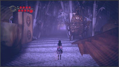 Przechodzimy obok pomnika i skręcamy w alejkę z bambusami - Scorched Earth (2) | Rozdział 3 - Oriental Grove | Alice Madness Returns - Alice: Madness Returns - poradnik do gry