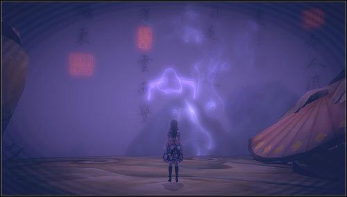 Dochodzimy do końca alejki i zmniejszamy się - wówczas odkrywamy fruwający niewidzialny świński ryjek - Scorched Earth (2) | Rozdział 3 - Oriental Grove | Alice Madness Returns - Alice: Madness Returns - poradnik do gry