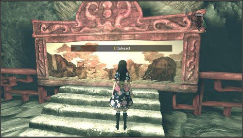 Podchodzimy pod obraz i wciskamy klawisz C - Scroll of Happy Times (1) | Rozdział 3 - Oriental Grove | Alice Madness Returns - Alice: Madness Returns - poradnik do gry