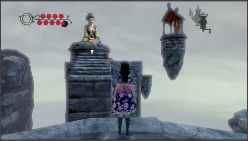 Idziemy w kierunku wieżyczki z mechanizmem łańcuchowym, który odblokowuje dalszą ścieżkę - Scroll of Happy Times (2) | Rozdział 3 - Oriental Grove | Alice Madness Returns - Alice: Madness Returns - poradnik do gry