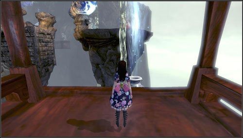 Przechodzimy po korytarzu i wyskakujemy na platformę za pomocą pary - Monastery Shelf Valley (1) | Rozdział 3 - Oriental Grove | Alice Madness Returns - Alice: Madness Returns - poradnik do gry
