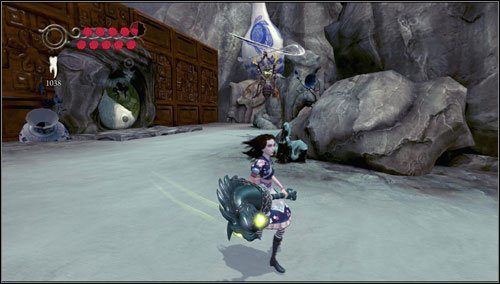 Tam przeciwko nam stanie dość pokaźna armia Samurai Ink Wasp - na terenie znajdziemy aż sześć ich siedlisk, dlatego zaczynamy walkę z nimi właśnie od ich zlikwidowania - Monastery Shelf Valley (2) | Rozdział 3 - Oriental Grove | Alice Madness Returns - Alice: Madness Returns - poradnik do gry