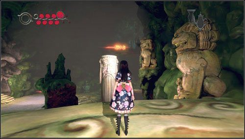 Korzystając z ruchomych kolumn wychodzimy na najwyżej zlokalizowaną półkę skalną - Trunk (2) | Rozdział 3 - Oriental Grove | Alice Madness Returns - Alice: Madness Returns - poradnik do gry
