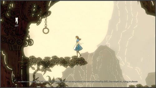 Tam naciskamy przycisk otwierający bramę i szybko udajemy się do wyjścia, unikając spotkania z ogniem - Scroll of Dark Skies | Rozdział 3 - Oriental Grove | Alice Madness Returns - Alice: Madness Returns - poradnik do gry