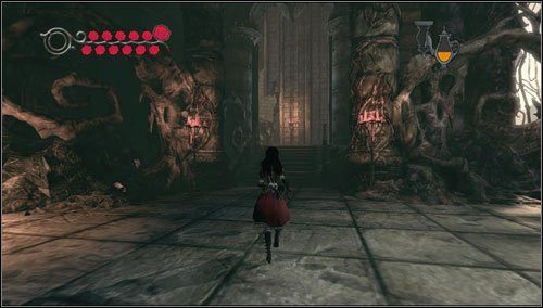 Po chwili otworzą się drzwi, przez które bezzwłocznie uciekamy - Least Wing (2) | Rozdział 4 - Queensland | Alice Madness Returns - Alice: Madness Returns - poradnik do gry