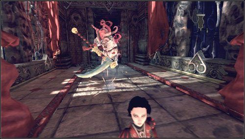 Przed nami kolejna ucieczka przed Executionerem - na końcu ścieżki zjeżdżamy w dół - Waste Wing Part 1 (2) | Rozdział 4 - Queensland | Alice Madness Returns - Alice: Madness Returns - poradnik do gry