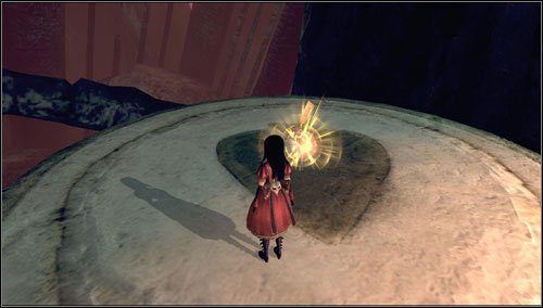 Wskakujemy na kamienną platformę i zabieramy butelkę - Waste Wing Part 1 (4) | Rozdział 4 - Queensland | Alice Madness Returns - Alice: Madness Returns - poradnik do gry