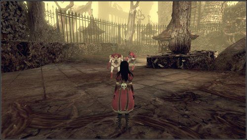 Wskakujemy na spory plac - tam zmierzymy się z karcianymi strażnikami oraz Menacing Ruin - Labirynthine Revenge | Rozdział 4 - Queensland | Alice Madness Returns - Alice: Madness Returns - poradnik do gry