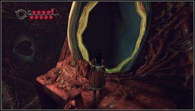 Idziemy w lewo i przechodzimy przez ukrytą mysią dziurkę na drugą stronę - Dark of Heartness | Rozdział 4 - Queensland | Alice Madness Returns - Alice: Madness Returns - poradnik do gry