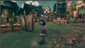 Niszczymy przeszkodę z ciasteczek i zeskakujemy na dół - Fort Resistance | Rozdział 5 - Dollhouse | Alice Madness Returns - Alice: Madness Returns - poradnik do gry