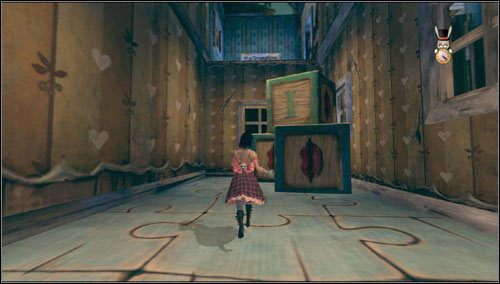 Wciskamy przycisk i szybko przedostajemy się do obniżonego korytarza - Frogs Way (1) | Rozdział 5 - Dollhouse | Alice Madness Returns - Alice: Madness Returns - poradnik do gry