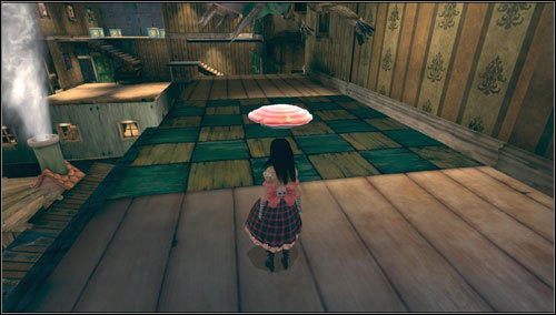 Korzystając z trampoliny wskakujemy na górę i przemieszczamy się do kolejnego domku - Frogs Way (2) | Rozdział 5 - Dollhouse | Alice Madness Returns - Alice: Madness Returns - poradnik do gry