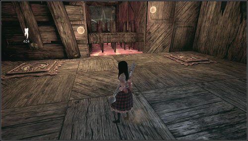 Wybijamy dziurę w podłożu i przechodzimy pod kolejnymi kolcami - Downtown Cellars (1) | Rozdział 5 - Dollhouse | Alice Madness Returns - Alice: Madness Returns - poradnik do gry