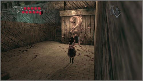 Schodzimy na dół i przechodzimy przez dziurkę oznaczoną numerkiem 2 - Downtown Cellars (3) | Rozdział 5 - Dollhouse | Alice Madness Returns - Alice: Madness Returns - poradnik do gry