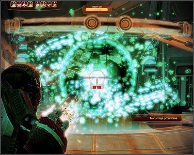 Zniszczenie połączenia WI odsłoni na pewien czas główny rdzeń WI, tak więc przystąp do jego atakowania (powyższy screen) - (5) Zniszczenie wrogiej WI (2) | Nadzorca- Stacja Atlas | Mass Effect 2 Overlord - Mass Effect 2: Overlord - poradnik do gry