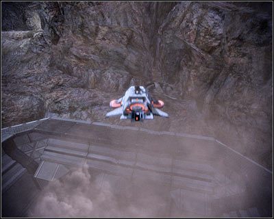 Pozwól pracującym wentylatorom na wyrzucenie poduszkowca maksymalnie w górę, a następnie szybko uaktywnij silniczki odrzutowe - (1) Dotarcie do stacji Wulkan | Nadzorca- Stacja Wulkan | Mass Effect 2 Overlord - Mass Effect 2: Overlord - poradnik do gry