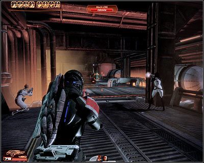 Zacznij od otwarcia najbliższych drzwi i wyjścia po schodach na górę - (2) Odnalezienie przełącznika wyłączenia alarmu (1) | Nadzorca- Stacja Wulkan - Mass Effect 2: Overlord - poradnik do gry