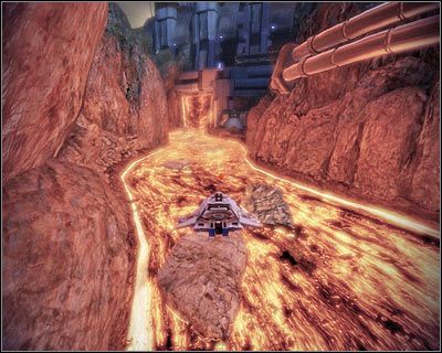 Ponownie powróć na najniższy poziom i skieruj się wreszcie w stronę nowej rzeki lawy - (2) Odnalezienie przełącznika wyłączenia alarmu (1) | Nadzorca- Stacja Wulkan - Mass Effect 2: Overlord - poradnik do gry