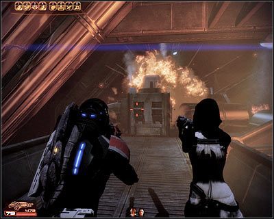 Możesz już powrócić na górny balkonik i udać się prosto - (2) Odnalezienie przełącznika wyłączenia alarmu (2) | Nadzorca- Stacja Wulkan - Mass Effect 2: Overlord - poradnik do gry