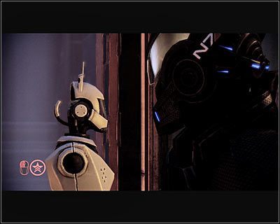 Drużyna bez Twojej pomocy unieszkodliwi przebywającego tu mecha LOKI, po czym Shepard przyczyni się do odwołania procedury alarmowej stacji - (2) Odnalezienie przełącznika wyłączenia alarmu (2) | Nadzorca- Stacja Wulkan - Mass Effect 2: Overlord - poradnik do gry