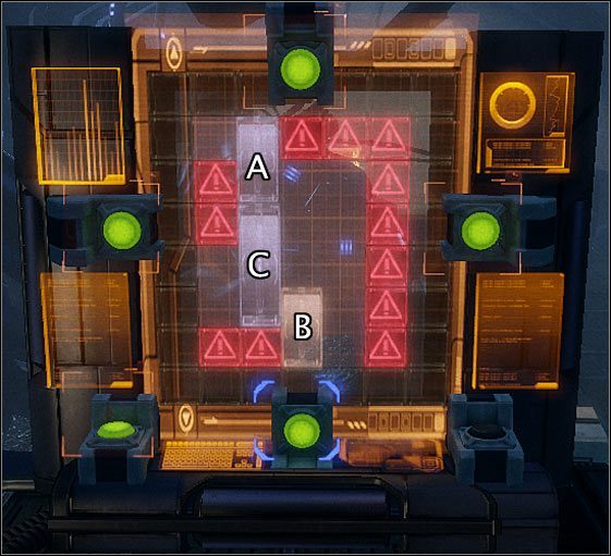 Teraz skupimy się już na utworzeniu ścieżki do głównego terminalu - (5) Rozwiązanie zagadki | Nadzorca- Stacja Prometeusz - Mass Effect 2: Overlord - poradnik do gry